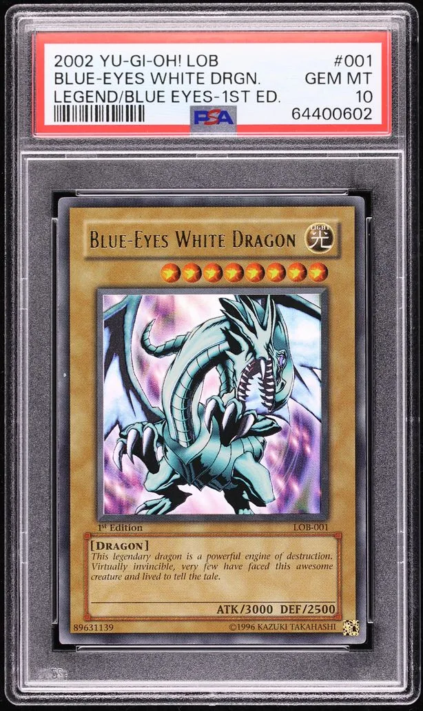 Blue-Eyes White Dragon 2002 Legend of Blue Eyes White Dragon · LOB-001 · 1st Edition PSA 10 GEM MINT · 64400602